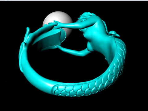 Mermaid ring - Mermaid pearl ring - Women ring - N737 3D Print Model