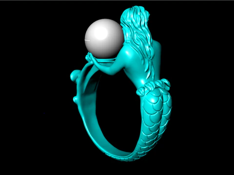 Mermaid ring - Mermaid pearl ring - Women ring - N737 3D Print Model