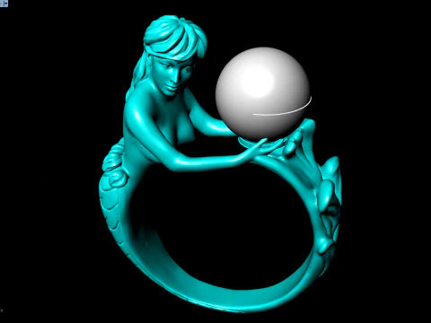 Mermaid ring - Mermaid pearl ring - Women ring - N737 3D Print Model