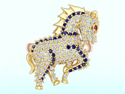 Anel de cavalo - Anel de cavalo feminino - Anel feminino - N764 Modelo de Impressão 3D