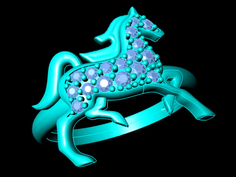 Anel de cavalo - Anel de cavalo feminino - Anel feminino - N1123 Modelo de Impressão 3D