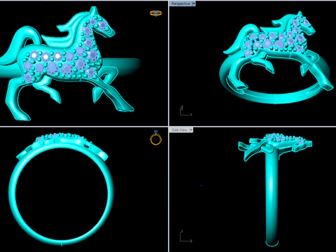 Anel de cavalo - Anel de cavalo feminino - Anel feminino - N1123 Modelo de Impressão 3D