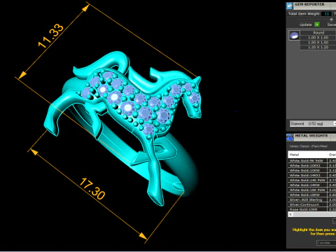 Anel de cavalo - Anel de cavalo feminino - Anel feminino - N1123 Modelo de Impressão 3D
