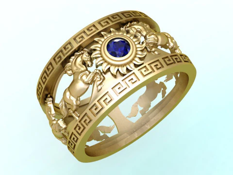 Anel de cavalo - Anel de cavalo masculino - Anel masculino - N3885 Modelo de Impressão 3D