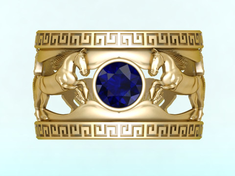 말반지 - 남성용 말반지 - 남성용반지 - N3886 3D 프린트 모델