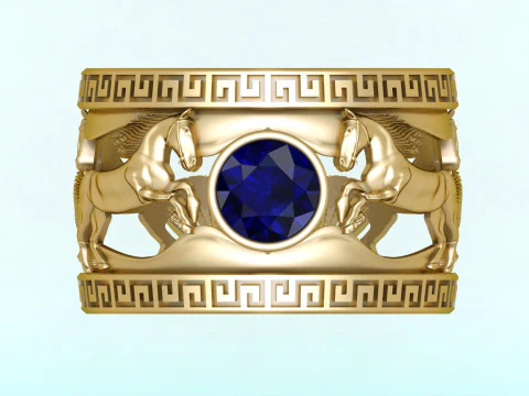 Anel de cavalo - Anel de cavalo masculino - Anel masculino - N3886 Modelo de Impressão 3D