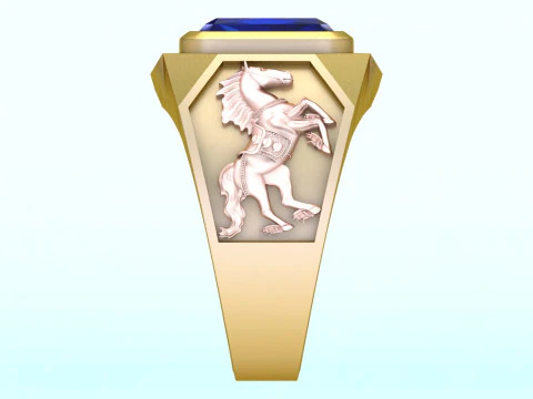 Двойное кольцо для лошадей - Кольцо для лошадей - Мужское кольцо - N5380 3D Принт Модель