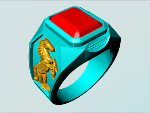 Двойное кольцо для лошадей - Кольцо для лошадей - Мужское кольцо - N5380 3D Принт Модель