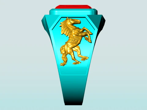 Двойное кольцо для лошадей - Кольцо для лошадей - Мужское кольцо - N5380 3D Принт Модель