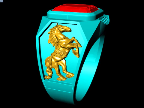 Двойное кольцо для лошадей - Кольцо для лошадей - Мужское кольцо - N5380 3D Принт Модель