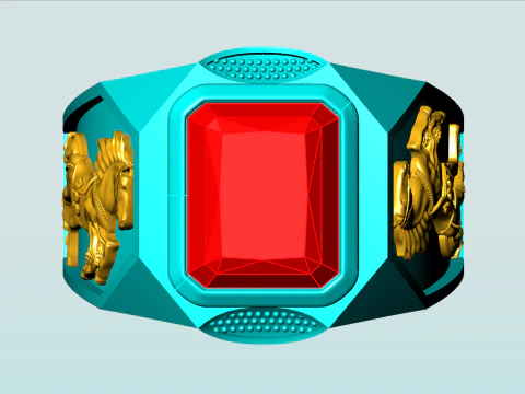 Двойное кольцо для лошадей - Кольцо для лошадей - Мужское кольцо - N5380 3D Принт Модель