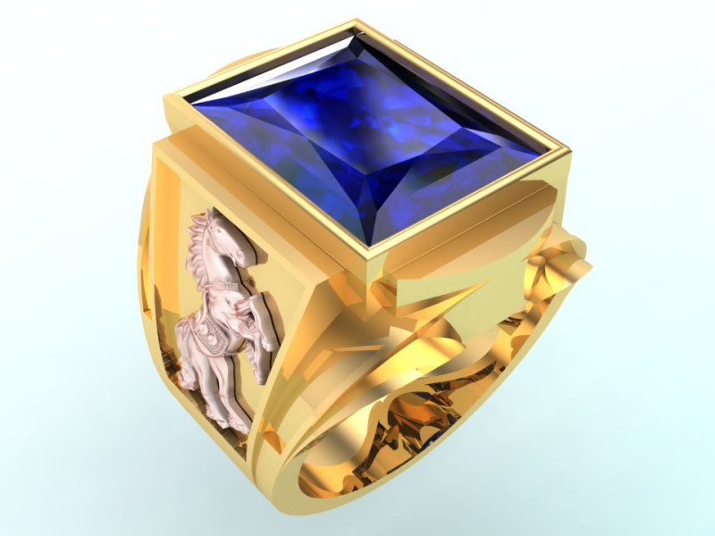Horse ring - Rectangle stone ring - Mens ring - N5478 3D Print Model .c4d .max .obj .3ds .fbx .stl .blend 