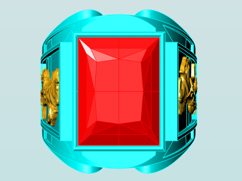 Horse ring - Rectangle stone ring - Mens ring - N5478 3D Print Model