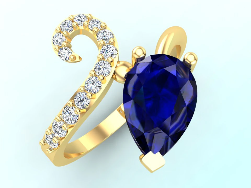 Pear stone ring - Womens ring - Water drop ring - N428 3D Print Model .c4d .max .obj .3ds .fbx .stl .blend 