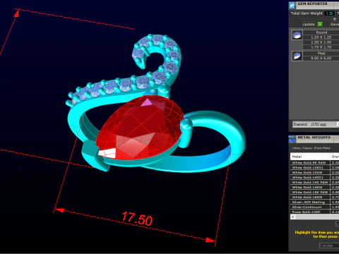 Pear stone ring - Womens ring - Water drop ring - N428 3D Print Model