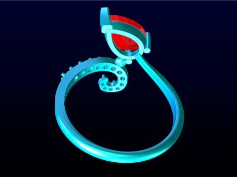Pear stone ring - Womens ring - Water drop ring - N428 3D Print Model