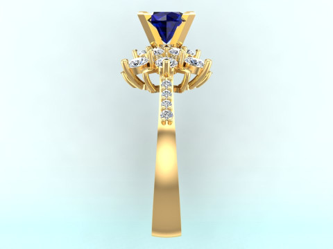 Diamantring &ndash; Clusterring &ndash; Damenring &ndash; N728 3D Druckmodell