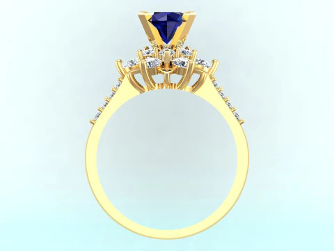 Diamond ring - Cluster ring - Womens ring - N728 3D Print Model