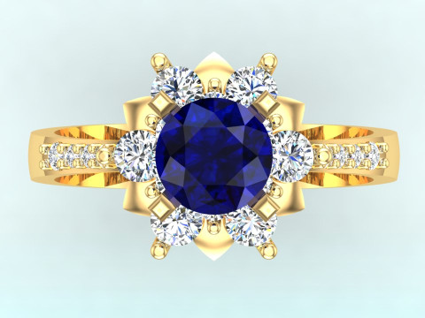 Diamantring &ndash; Clusterring &ndash; Damenring &ndash; N728 3D Druckmodell