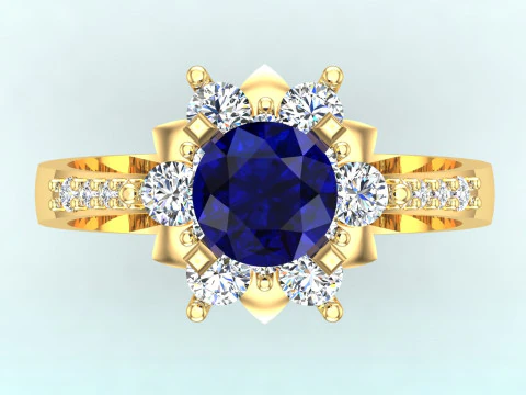 Diamond ring - Cluster ring - Womens ring - N728 3D Print Model