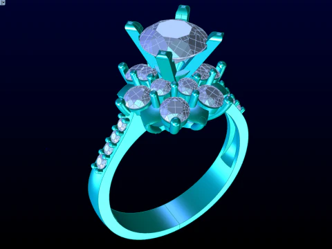 Diamond ring - Cluster ring - Womens ring - N728 3D Print Model
