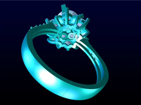 Diamond ring - Cluster ring - Womens ring - N728 3D Print Model