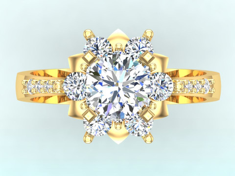 Diamantring &ndash; Clusterring &ndash; Damenring &ndash; N728 3D Druckmodell