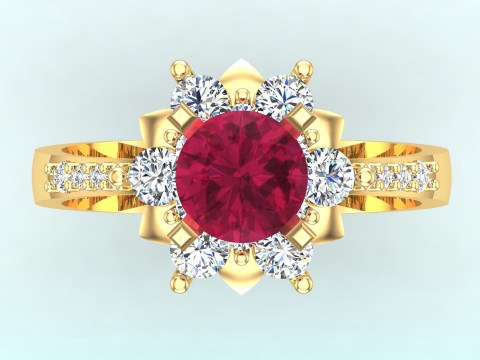 Diamantring &ndash; Clusterring &ndash; Damenring &ndash; N728 3D Druckmodell