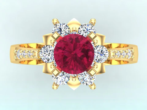 Diamond ring - Cluster ring - Womens ring - N728 3D Print Model