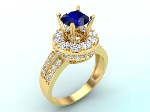 Anel de diamante - Anel redondo - Anel circular - Anel feminino - N751 Modelo de Impressão 3D