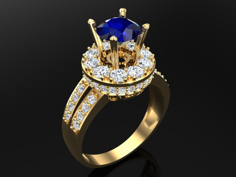 Diamond ring - Round ring - Circle ring - Womens ring - N751 3D Print Model