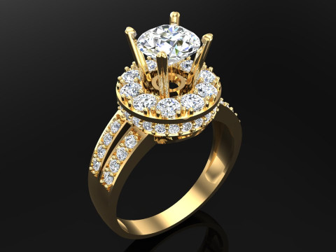 Diamond ring - Round ring - Circle ring - Womens ring - N751 3D Print Model