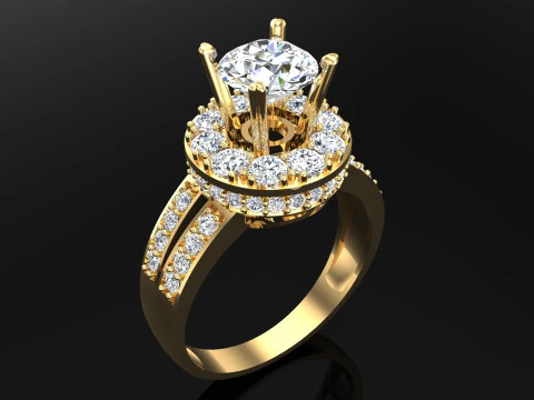 Diamond ring - Round ring - Circle ring - Womens ring - N751 3D Print Model