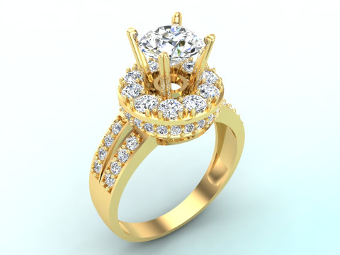 Diamond ring - Round ring - Circle ring - Womens ring - N751 3D Print Model