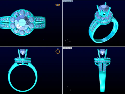Diamond ring - Round ring - Circle ring - Womens ring - N751 3D Print Model