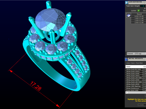 Diamond ring - Round ring - Circle ring - Womens ring - N751 3D Print Model