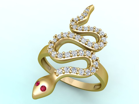 뱀반지 - 다이아몬드반지 - 여성용반지 - N332 3D 프린트 모델