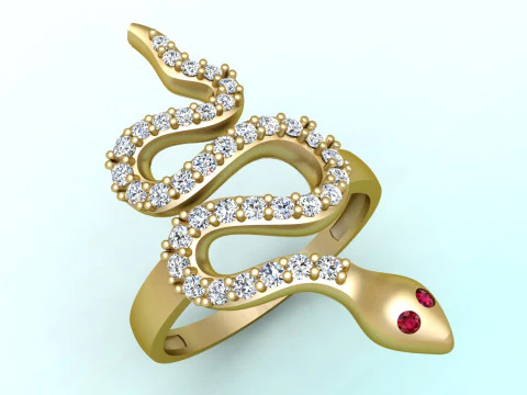 Snake ring - Diamond ring - Womens ring - N332 3D Print Model