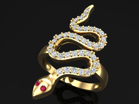 Snake ring - Diamond ring - Womens ring - N332 3D Print Model