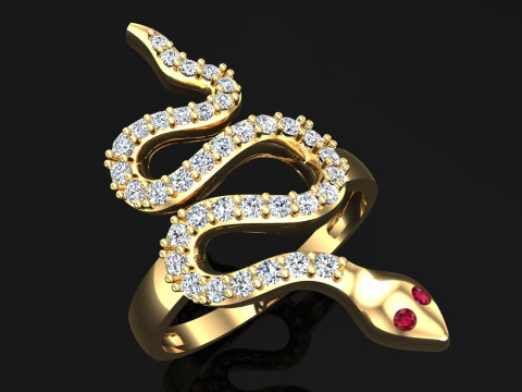 Snake ring - Diamond ring - Womens ring - N332 3D Print Model