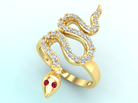 Snake ring - Diamond ring - Womens ring - N332 3D Print Model