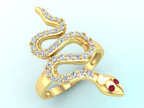 Snake ring - Diamond ring - Womens ring - N332 3D Print Model