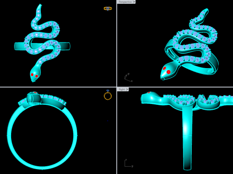 Snake ring - Diamond ring - Womens ring - N332 3D Print Model