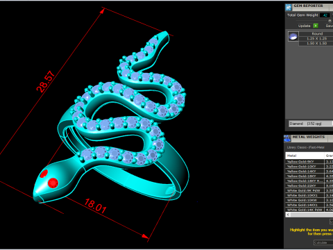 Snake ring - Diamond ring - Womens ring - N332 3D Print Model