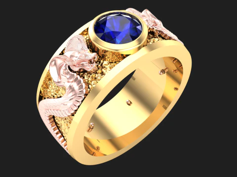 Anello Cobra - Anello Serpente - Anello da uomo - N7131 Modello di stampa 3D