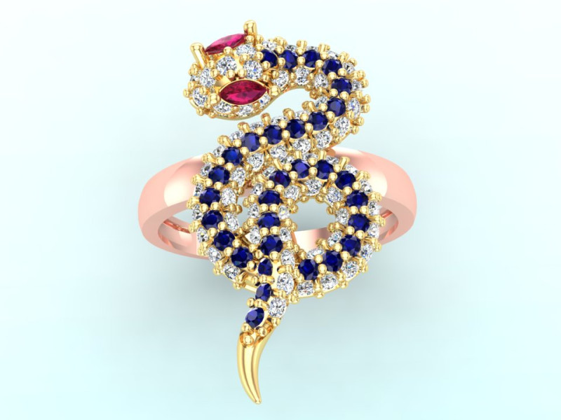 Snake ring - Diamond ring - Womens ring - N773 3D Print Model .c4d .max .obj .3ds .fbx .stl .blend 