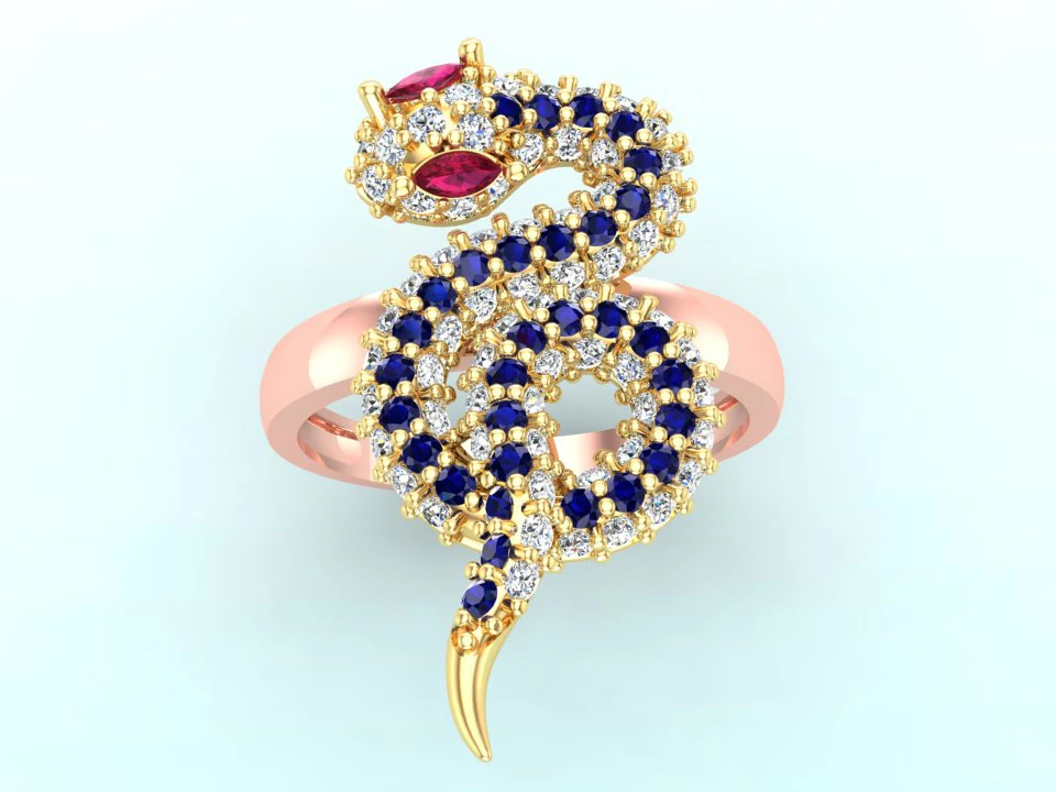 Snake ring - Diamond ring - Womens ring - N773 3D Print Model .c4d .max .obj .3ds .fbx .stl .blend