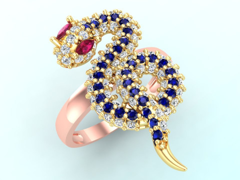 Snake ring - Diamond ring - Womens ring - N773 3D Print Model