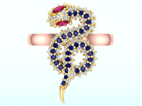 Snake ring - Diamond ring - Womens ring - N773 3D Print Model