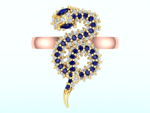 Snake ring - Diamond ring - Womens ring - N773 3D Print Model